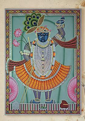 Lord Krishna as Shrinathji Pichwai Painting