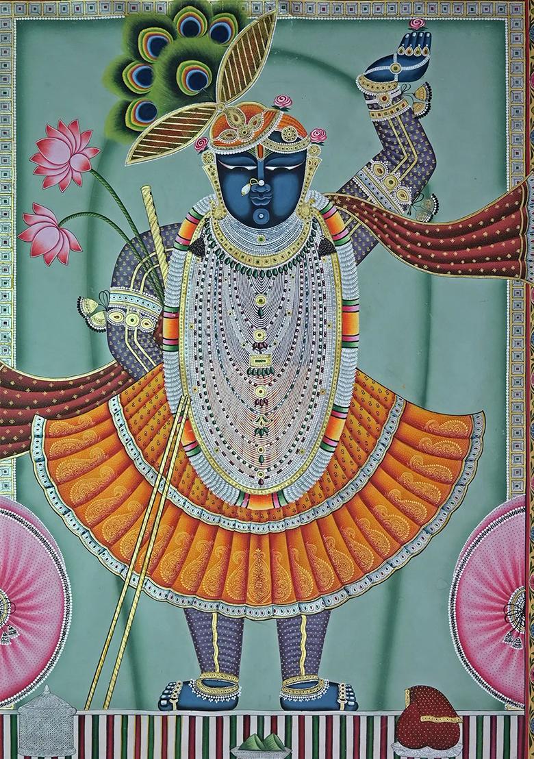Lord Krishna as Shrinathji Pichwai Painting