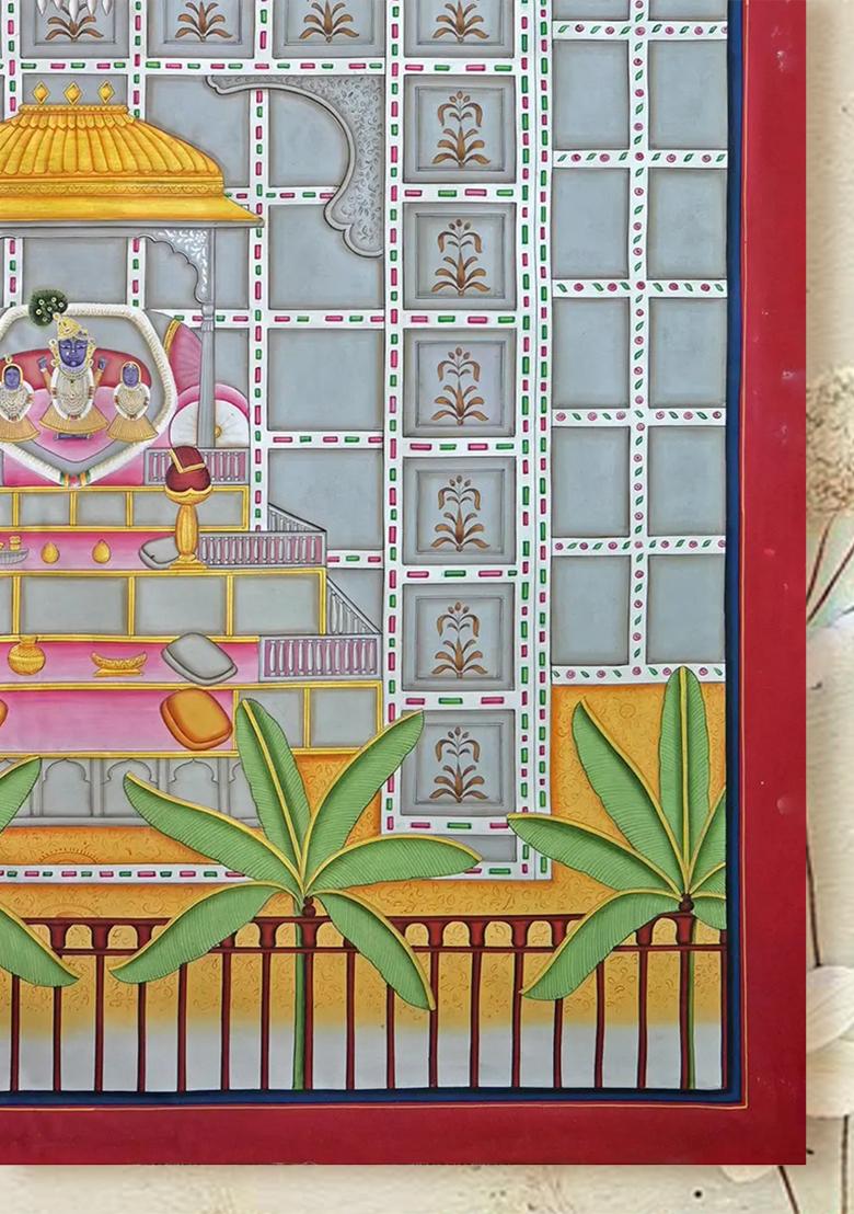 Shrinathji Aarti with Saint Divine Pichwai Painting