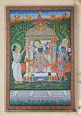 Shrinathji with Mahaprabhu Ji Traditional Pichwai Painting