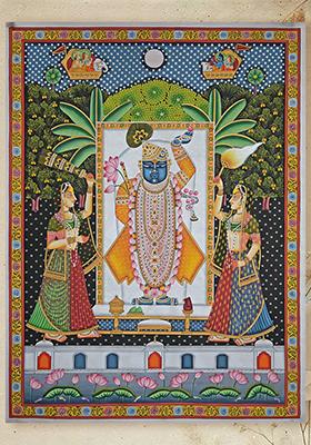 Shrinathji with Gopis Devotional Pichwai Painting