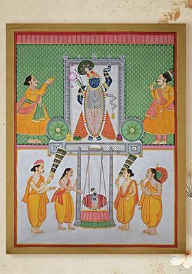Devotees Swinging Shrinathji Traditional Pichwai Painting