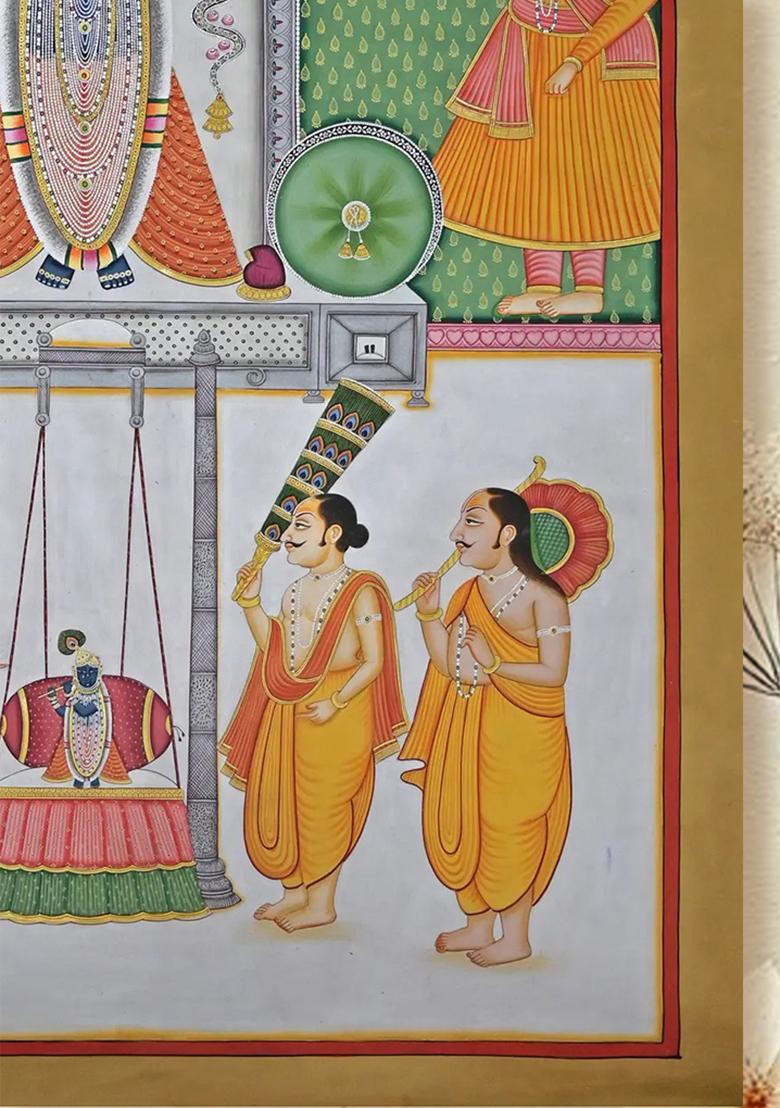 Devotees Swinging Shrinathji Traditional Pichwai Painting