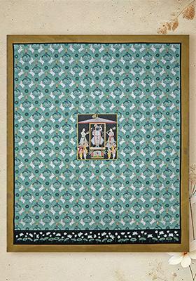 Divine View of Shrinathji Worshipping Traditional Pichwai Painting