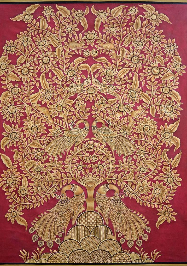 Tree of Life with Peacock Exquisite Traditional Artwork