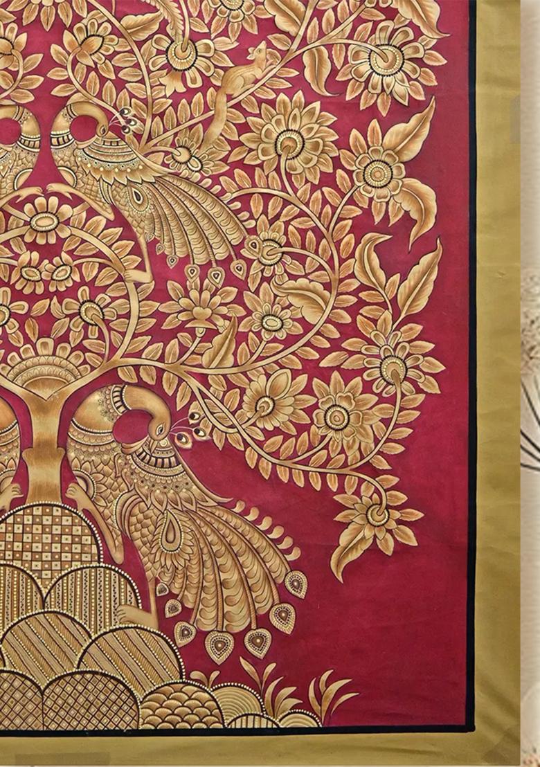 Tree of Life with Peacock Exquisite Traditional Artwork