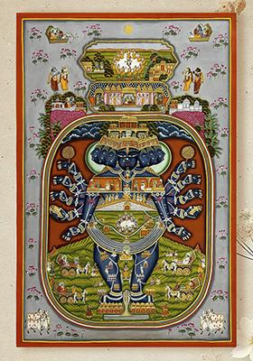 Virat Swaroop of Lord Vishnu Pichwai Painting Divine Traditional Art