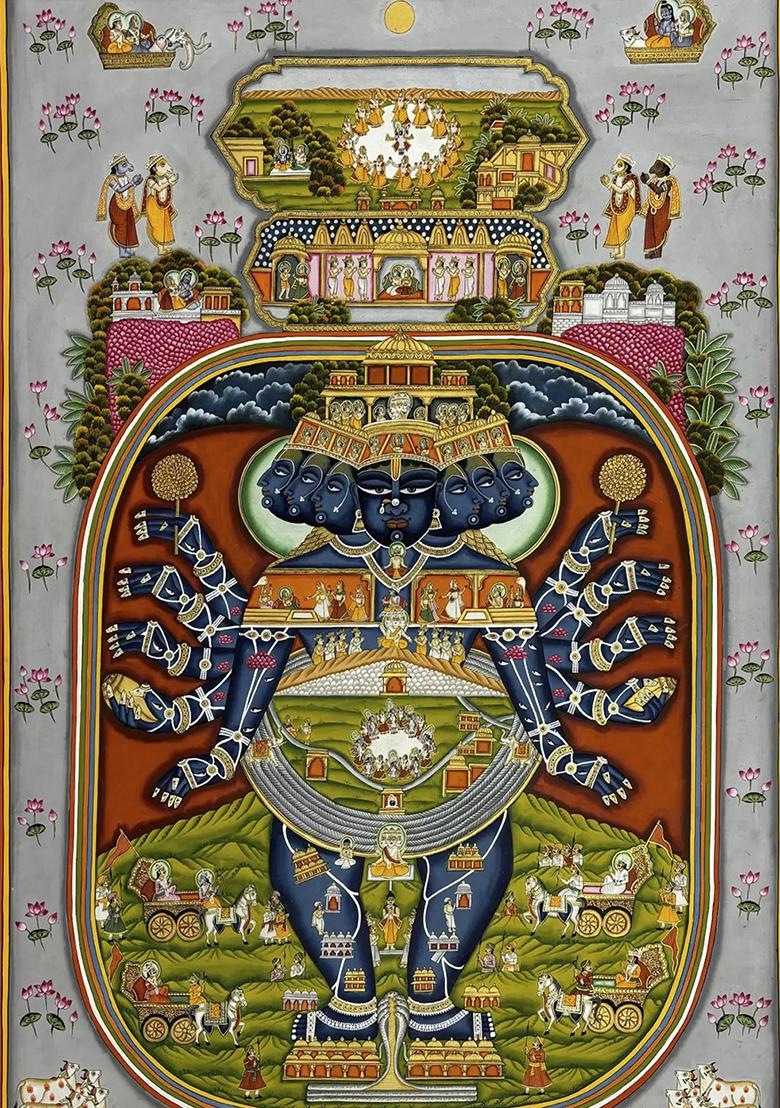 Virat Swaroop of Lord Vishnu Pichwai Painting Divine Traditional Art
