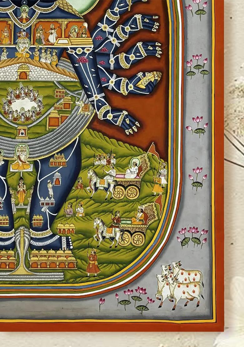 Virat Swaroop of Lord Vishnu Pichwai Painting Divine Traditional Art