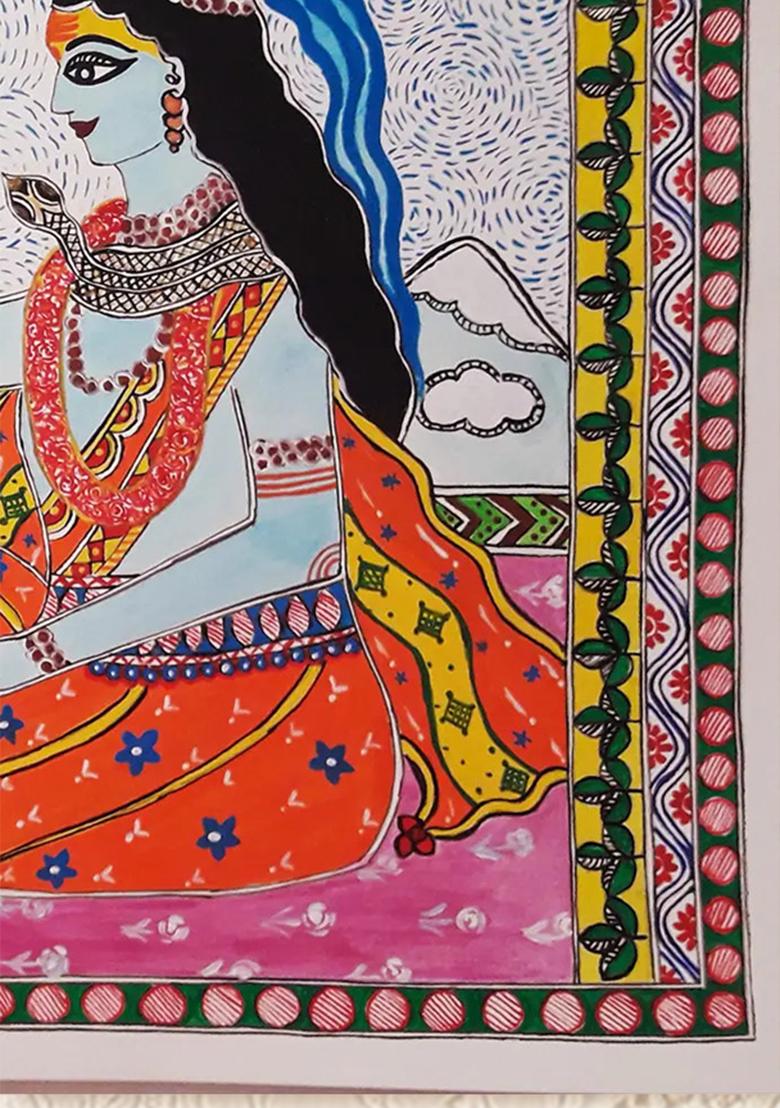 Shiv Parvati Vivah Madhubani Painting Traditional Indian Folk Art