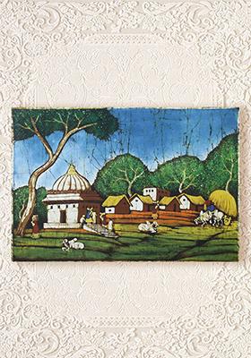 A Typical Indian Village Scene Rustic Rural Life Painting