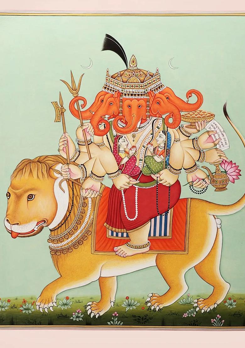 Simhavahana Lord Heramba The Protector of the Weak