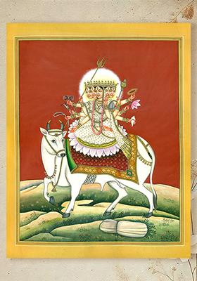 Virasana Devi Mahagauri The Radiant Goddess of Purity and Strength Watercolor on Canvas