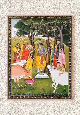 Gopis Pleasing Krishna A Stunning Miniature Painting of Divine Love