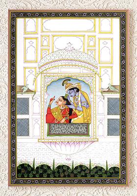 Krishna Combing Radha’s Hair A Symbol of Divine Love