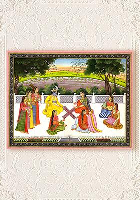 Radha and Krishna Playing the Game of Chaupara