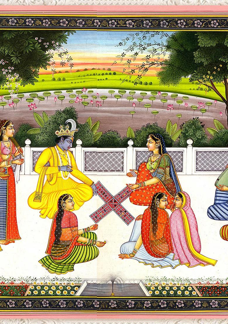 Radha and Krishna Playing the Game of Chaupara