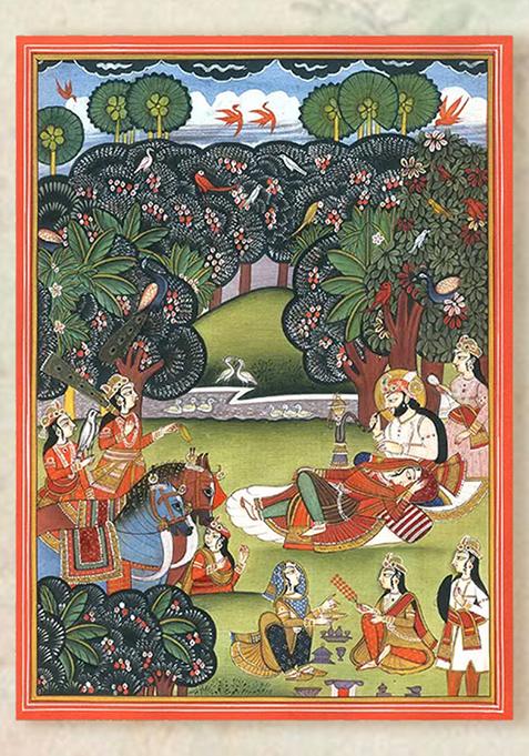 Royal Leisure Prince and Lover in the Garden of Love A Masterpiece of Indian Art