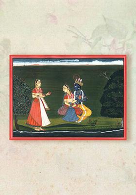 Krishna with Radha and Gopi A Timeless Depiction from the Gita Govinda Series