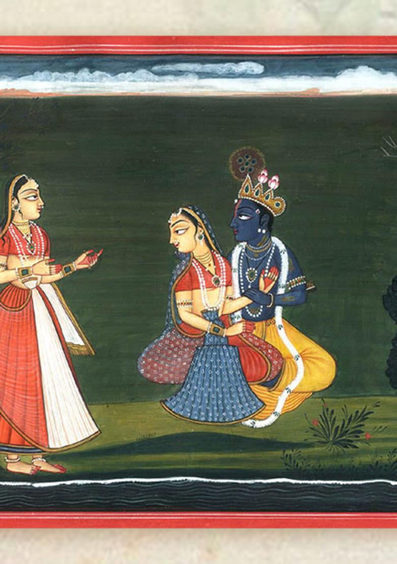 Krishna with Radha and Gopi A Timeless Depiction from the Gita Govinda Series