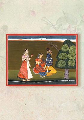 Radha Krishna with a Gopi A Divine Love Scene from the Gita Govinda Series