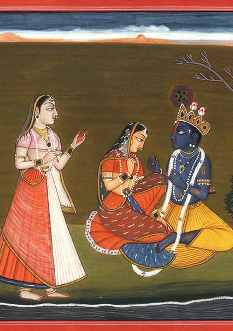 Radha Krishna with a Gopi A Divine Love Scene from the Gita Govinda Series