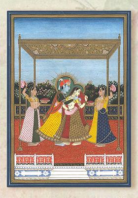 Divine Love of Radha and Krishna Traditional Indian Miniature Art