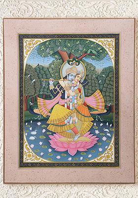 Exquisite Radha Krishna Painting Divine Love and Spiritual Harmony