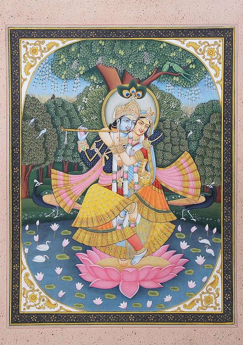 Exquisite Radha Krishna Painting Divine Love and Spiritual Harmony