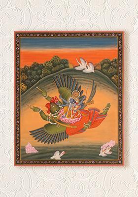 Lord Vishnu and Goddess Lakshmi on Garuda Divine Hindu Art