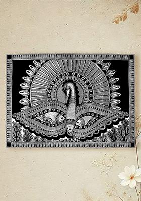 Dancing Peacock Made Of Fish Feathers Folk Painting