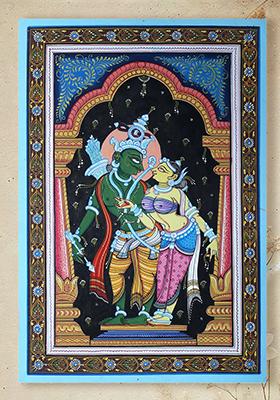 Lord Ram With Devi Sita Folk Painting