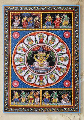 Lord Brahma Ji At Center Episodes Of Ramayan Shri Rams Story Folk Painting