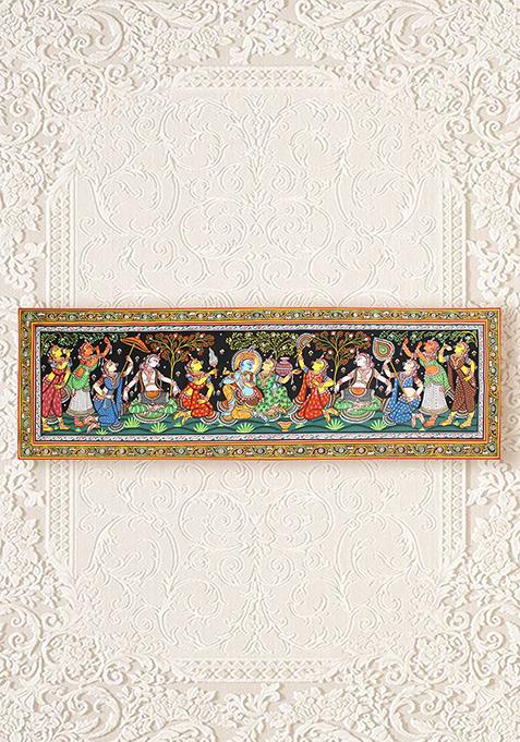 Lord Krishna With Radha In Frame Painting Folk Painting