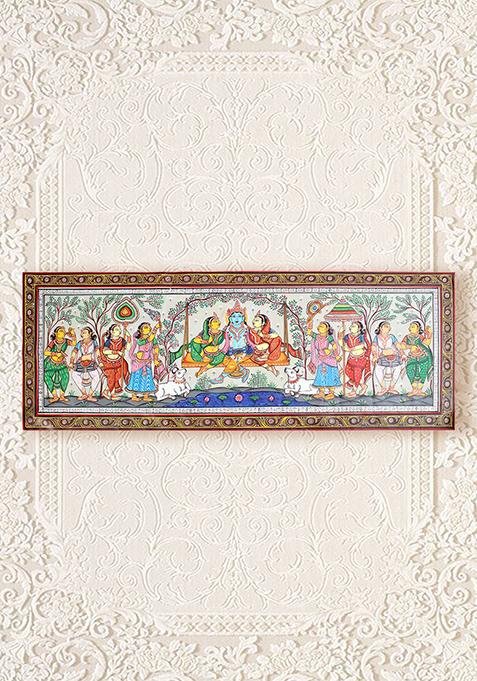 Lord Krishna On Swing Painting Folk Painting
