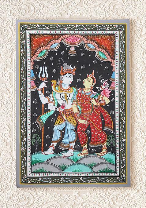 Standing Shiva Parvati Folk Painting