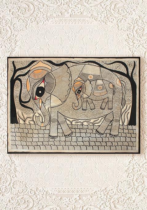 Walking Elephant Madhubani Painting Folk Painting