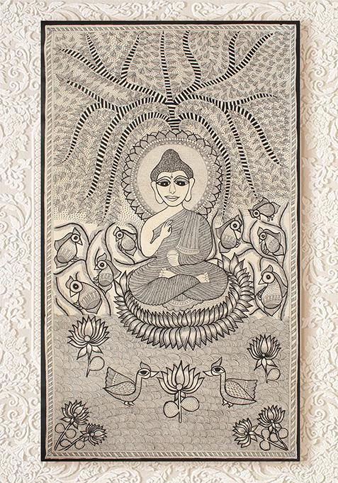 Gautama Buddha Madhubani Painting Folk Painting