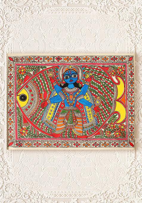 Matsya Avatara The First Incarnation Of Lord Vishnu Madhubani Painting Folk Painting