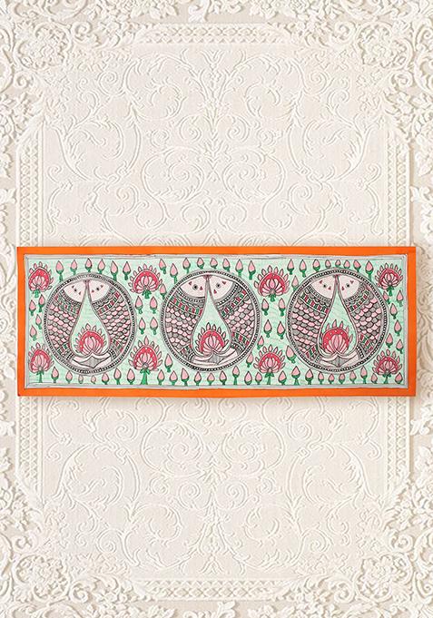 Fishes Flowers In Vibrant Colours Madhubani Painting Folk Painting