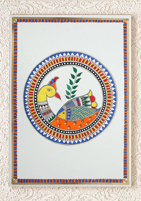 Madhubani Peacock Gsm Paper Folk Painting