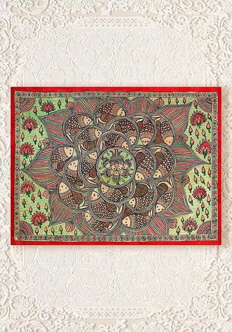 Multiple Fish Mandala Art Madhubani Painting Folk Painting
