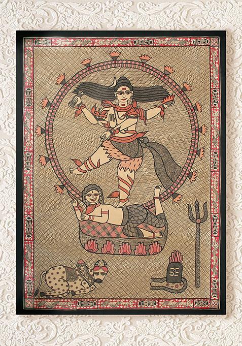 Dancing Lord Shiva Madhubani Painting Folk Painting