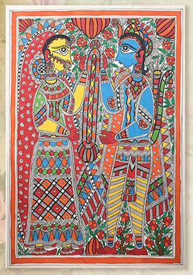 Ram Sita Vivah Handmade Folk Painting