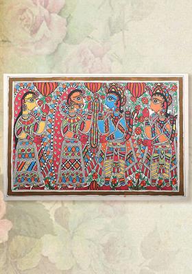 Shri Ram Seeta Vivah Madhubani Art Handmade Folk Painting