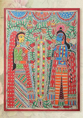 Ram Seeta Jaimala Handmade Folk Painting