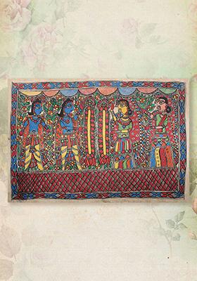 Ram Sita Swayamvar Handmade Paper Folk Painting