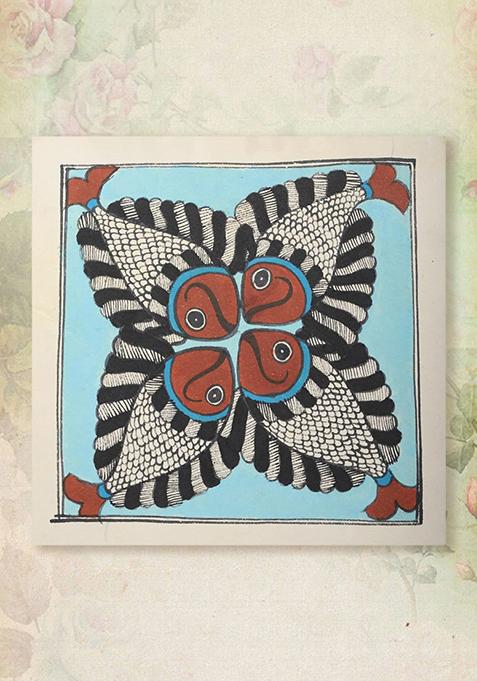 Fish Rangoli Painting On Handmade Paper Artwork Folk Painting