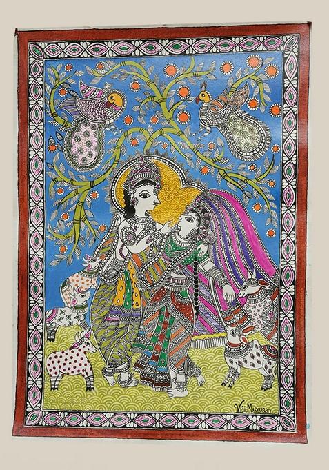 Multi Radha Krishna Madhubani Painting