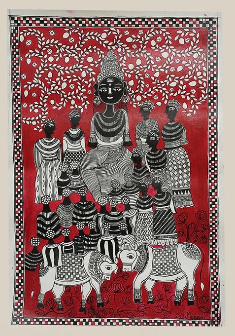 Multi Buddha Madhubani Painting